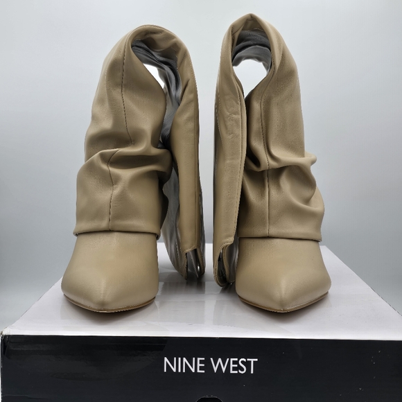 NIB Nine West Lindey 3 Block Heel Pointy Toe Knee High Boots, 7M, Light Natural - Picture 7 of 16